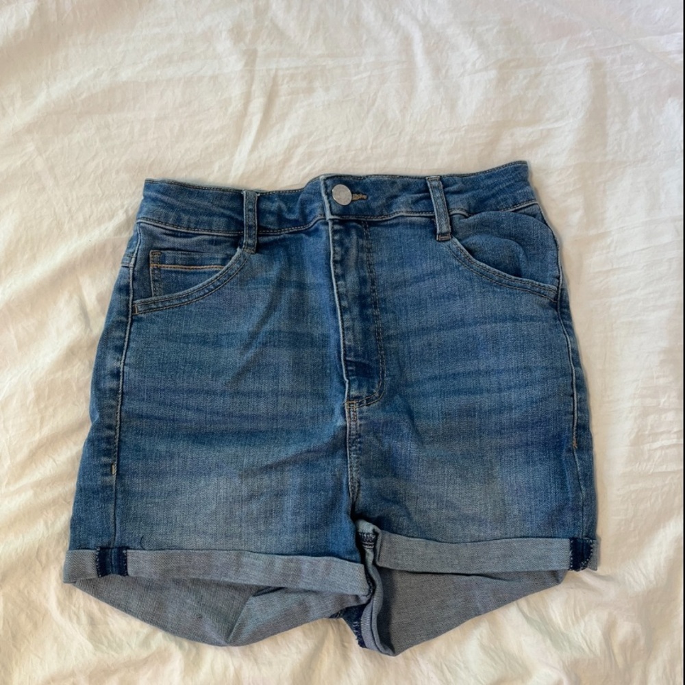 High Waisted Light Wash Blue Jean Shorts